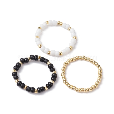 3Pcs 3 Style Glass Seed Beaded Ring(RJEW-JR00591)-4