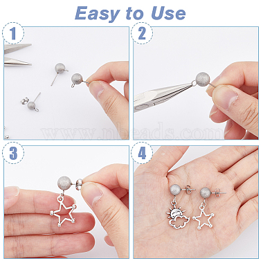 SUPERFINDINGS 40Pcs 10 Style 304 Stainless Steel Stud Earring Findings(STAS-FH0001-93)-4