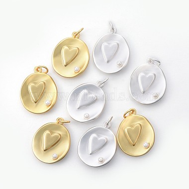 Mixed Color Oval Brass+Acrylic Pendants
