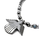 Synthetic Non-magnetic Hematite Angel Pendant Necklace with Beaded Chains(NJEW-E095-02)-1