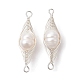 Natural Cultured Freshwater Pearl Copper Wire Wrapped Connector Charms(PALLOY-JF02519-01)-1
