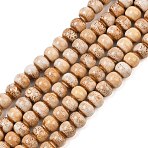 Handmade Fancy Antique Glazed Porcelain Ceramic Round Beads Strands, Bisque, 6mm, Hole: 2mm, about 60pcs/strand, 12.59 inch(PORC-L019-6mm-06)