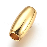 Brass Beads, Large Hole Beads, Oval, Real 18K Gold Plated, 20.5x9.5mm, Hole: 5.5mm(KK-I635-07G)
