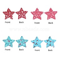 PU Leather Big Pendants, Christmas Theme, Star, Mixed Color, 52.5x54x1.5mm, Hole: 1.2mm(FIND-S312-001)