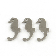 SeaHorse Smooth Surface 201 Stainless Steel Stamping Blank Tag Pendants, Stainless Steel Color, 15x7x1mm, Hole: 1mm(STAS-R063-77)