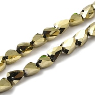 Electroplate Glass Beads Strands, Faceted, Triangle, Light Gold Plated, 7x5.5~6x5.5~6mm, Hole: 1.2mm, about 79~80pcs/strand, 22.60''(57.4cm)(EGLA-I017-02-FP01)