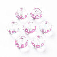 Transparent Glass Enamel Beads, Round, Pearl Pink, 12x11mm, Hole: 1.5mm(GLAA-N049-020)