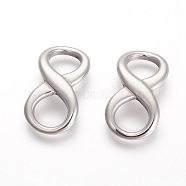 304 Stainless Steel Links connectors, Infinity, Stainless Steel Color, 28.5x15x3mm, Hole: 9mm(STAS-F194-17P)