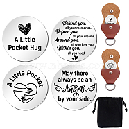 1 Set Blessing Theme Flat Round Double-Sided Engraved Stainless Steel Commemorative Decision Maker Coin, with 1Pc Velvet Cloth Drawstring Bags, Wing Pattern, 25x2mm(AJEW-GL0001-61B)