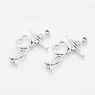 Tibetan Style Alloy Links connectors, Heart, Cadmium Free & Lead Free,, Antique Silver, 34x19x2mm, Hole: 1.5mm, about 560pcs/1000g(TIBE-N003-11AS-LF)
