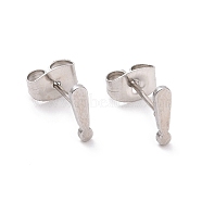 304 Stainless Steel Exclamation Point Stud Earrings for Women Men, Stainless Steel Color, 8x2mm, Pin: 0.7mm(EJEW-G318-05P)