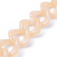 Handmade Acrylic Curb Chains, Twisted Chain, Imitation Gemstone Style, for Jewelry Making, Wheat, Link: 23.5x23.5x4mm, 39.37 inch(1m)/strand(AJEW-JB00591-03)