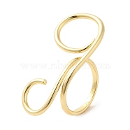 Brass Wire Open Cuff Rings, Double Rings, Real 18K Gold Plated, US Size 7 1/4(17.5mm)(RJEW-P098-01G)