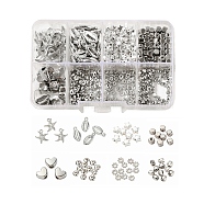 DIY Jewelry Making Kits, Including 515Pcs Heart & Rondelle & Flower & Cube & Star Beads, 47Pcs Starfish & Shell Pendants, Platinum, Beads: 515pcs/box(DIY-YW0003-06P)