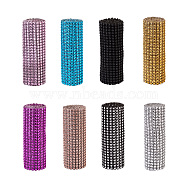 Plastic 24 Rows Rhinestone Mesh Wrap Roll, Cake Wedding Decoration, Mixed Color, 90.5~91.5x11.8cm, about 4mm in diameter, 8colors, 1yard/color, 8yards(AJEW-TA0001-09)