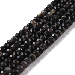 Natural Golden Sheen Obsidian Beads Strands, Faceted, Rondelle, 5.5x4mm, Hole: 0.8mm, about 92pcs/strand, 15.35''(39cm)(G-K312-11B)