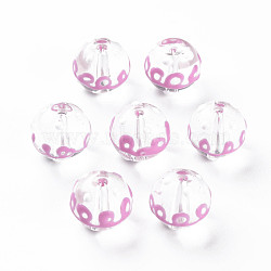 Transparent Glass Enamel Beads, Round, Pearl Pink, 12x11mm, Hole: 1.5mm(GLAA-N049-020)