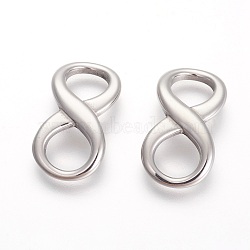 304 Stainless Steel Links connectors, Infinity, Stainless Steel Color, 28.5x15x3mm, Hole: 9mm(STAS-F194-17P)