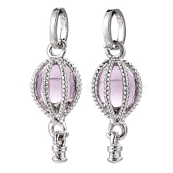 Alloy Pendants, with Cat Eye Inside, Hot Air Balloon, Platinum, Pearl Pink, 21.5x11x11mm, Hole: 5.5mm(MPDL-S066-104C-P)