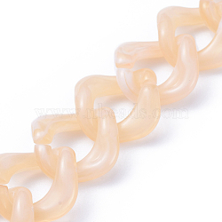 Handmade Acrylic Curb Chains, Twisted Chain, Imitation Gemstone Style, for Jewelry Making, Wheat, Link: 23.5x23.5x4mm, 39.37 inch(1m)/strand(AJEW-JB00591-03)