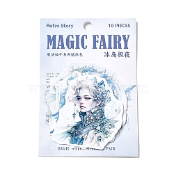 10Pcs Magic Fairy Waterproof PET Self-Adhesive Decorative Stickers, for DIY Scrapbooking, Steel Blue, 63~80x52~63x0.2mm(DIY-M053-05C)