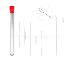 Stainless Steel Collapsible Big Eye Beading Needles, Seed Bead Needle, with Storage Tube, Red, 45~153x13mm, 15pcs/set(SENE-PW0013-02P)