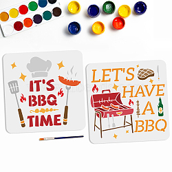 US 1 Set Barbecue PET Hollow Out Drawing Painting Stencils, with 1Pc Art Paint Brushes, for DIY Scrapbook, Photo Album, Word, 300x300mm, 2pcs/set(DIY-MA0001-83A)