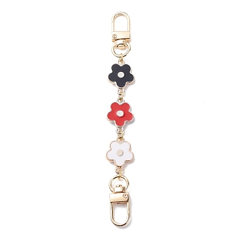 Flower Plastic Enamel Link Purse Short Chain, Bag Strap Extenders, with Alloy Swivel Clasps, Red, 15cm