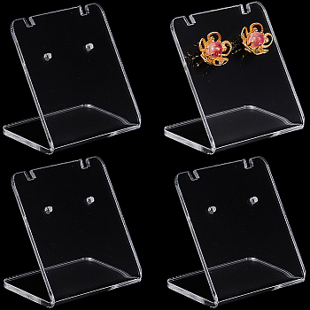 12Pcs Organic Glass Earring Display Stands, Jewelry Display Holder for Earring Storage, Rectangle, Clear, 3.5x3.4x2.7cm