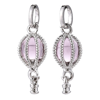 Alloy Pendants, with Cat Eye Inside, Hot Air Balloon, Platinum, Pearl Pink, 21.5x11x11mm, Hole: 5.5mm