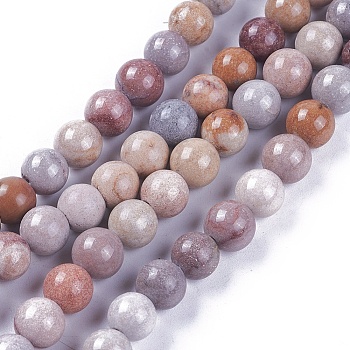 Natural Fossil Coral Beads Strands, Dyed, Round, 6mm, Hole: 1mm, about 65pcs/strand, 13.5 inch~13.8 inch(34.5~35cm)