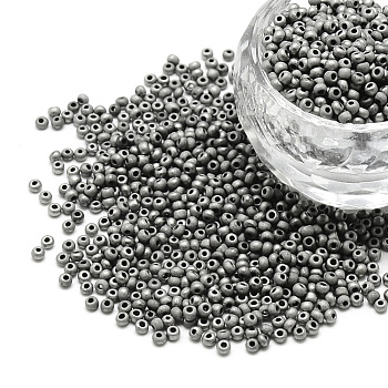 12/0 Grade A Round Glass Seed Beads, Metallic Colours, Matte Style, Platinum Plated, 12/0, 2x1.5mm, Hole: 0.8mm, about 3333pcs/50g