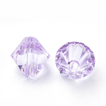 Transparent Acrylic Beads, Bicone, Lilac, 4x4mm, Hole: 1.2mm, about 17000pcs/500g