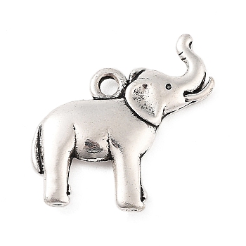 Tibetan Style Alloy Pendants, Elephant, Antique Silver, 20.5x20.5x3mm, Hole: 1.8mm