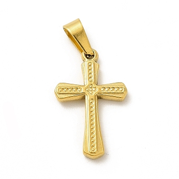 Vacuum Plating 304 Stainless Steel Pendants, Cross Charms, Golden, 19x12x2mm, Hole: 5.5x3mm