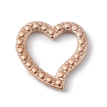 Ion Plating(IP) 304 Stainless Steel Linking Rings, Bumpy, Asymmetrical Heart, Rose Gold, 22x22x2.5mm, Inner Diameter: 12x15.5mm