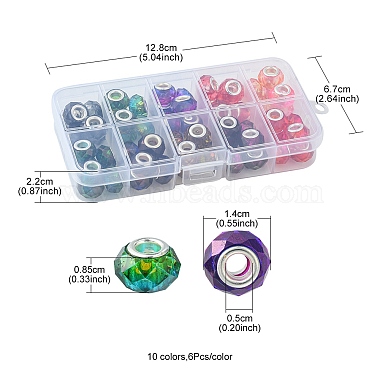 60Pcs 10 Colors Transparent Resin European Beads(RPDL-YW0001-04)-4