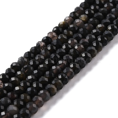 Rondelle Golden Sheen Obsidian Beads