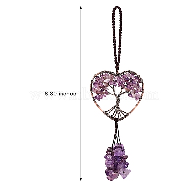 Wire Wrapped Chips Natural Amethyst Big Pendant Decorations(HJEW-SZ0001-25A)-7