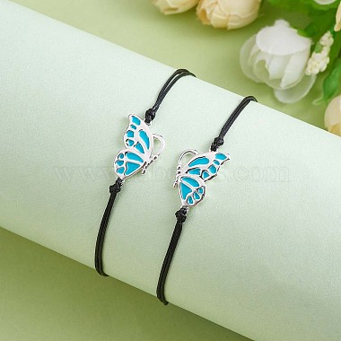 2Pcs Brass Enamel Butterfly Link Bracelets Set(JB730A)-5