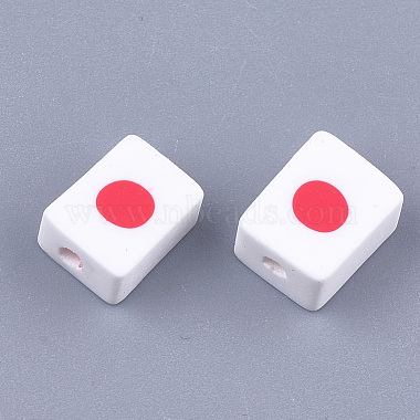 10mm White Rectangle Polymer Clay Beads