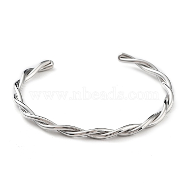 304 bracelets manchette en corde torsadée en acier inoxydable pour femmes(BJEW-P296-01P)-2