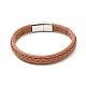 Cowhide Braided Flat Cord Bracelet with 304 Stainless Steel Magnetic Clasps(BJEW-H552-01P-02)-1