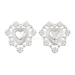 304 Stainless Steel Pendants, Sacred Heart Charms, Stainless Steel Color, 37.5x37x3mm, Hole: 2mm(SA-CBAB51A-07P)