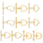 10Sets 5 Styles Brass Toggle Clasps, Cadmium Free & Lead Free, Long-Lasting Plated, Heart, Real 18K Gold Plated, 4.5~14.5x12~25.5x1~4mm, Hole: 1~2.5mm, 2sets/style(KK-TA0008-80)
