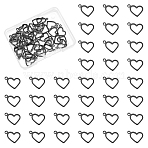 40Pcs 304 Stainless Steel Charms, Heart, Black, 10x14x0.8mm, Hole: 1.4mm(STAS-UN0059-80B)