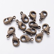 Brass Lobster Claw Clasps, Parrot Trigger Clasps, Cadmium Free & Nickel Free & Lead Free, Antique Bronze, 19x10x4mm, Hole: 2mm(KK-904-AB-NF)