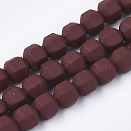 Spray Painted Non-magnetic Synthetic Hematite Beads Strands, Star Cut Round Beads, Faceted, Brown, 4x4x4mm, Hole: 0.5mm, about 100pcs/strand, 15.7 inch(G-T116-11-21)