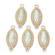 Porcelain Links Connectors, with Light Gold Plated Brass Findings, Horse Eye, Aquamarine, 26x11x4mm, Hole: 1.8mm(KK-N235-037D)
