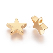 Brass Charms, Long-Lasting Plated, Star, Real 18K Gold Plated, 11.5x12x2.5mm, Hole: 1.2mm(X-KK-F783-06G)